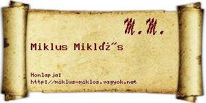 Miklus Miklós névjegykártya